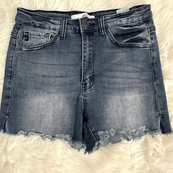 KanCan Medium Rise Distressed Denim Shorts with Frayed Hem Size 28 - Picture 3 of 11